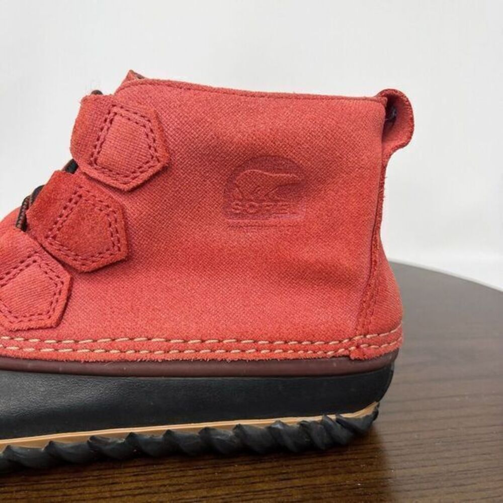 Sorel Out N About Plus Boot Womens Size 7 Red Black Leather Waterproof Duck Rain - Picture 16 of 16